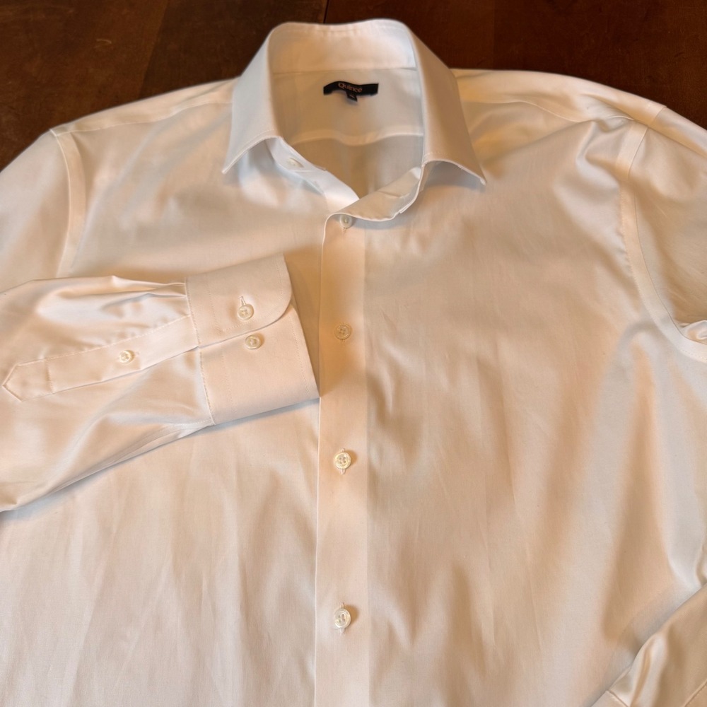 Quince Dress Shirt Mens XL White Organic Cotton Stretch Long Sleeve Button Down